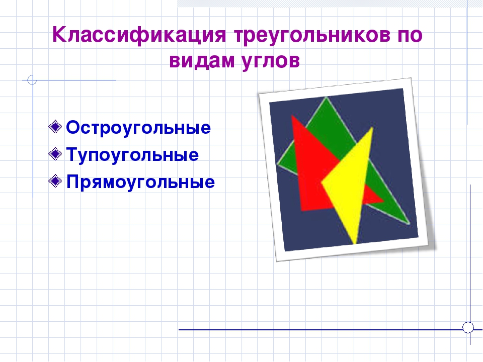 Виды треугольников прямоугольные остроугольные тупоугольные 3 класс презентация